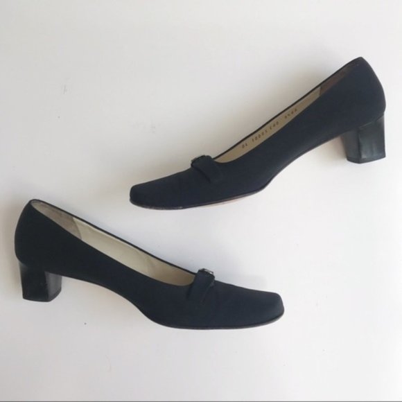 Salvatore Ferragamo | Black Square Toe Pumps 9.5 - Picture 2 of 8